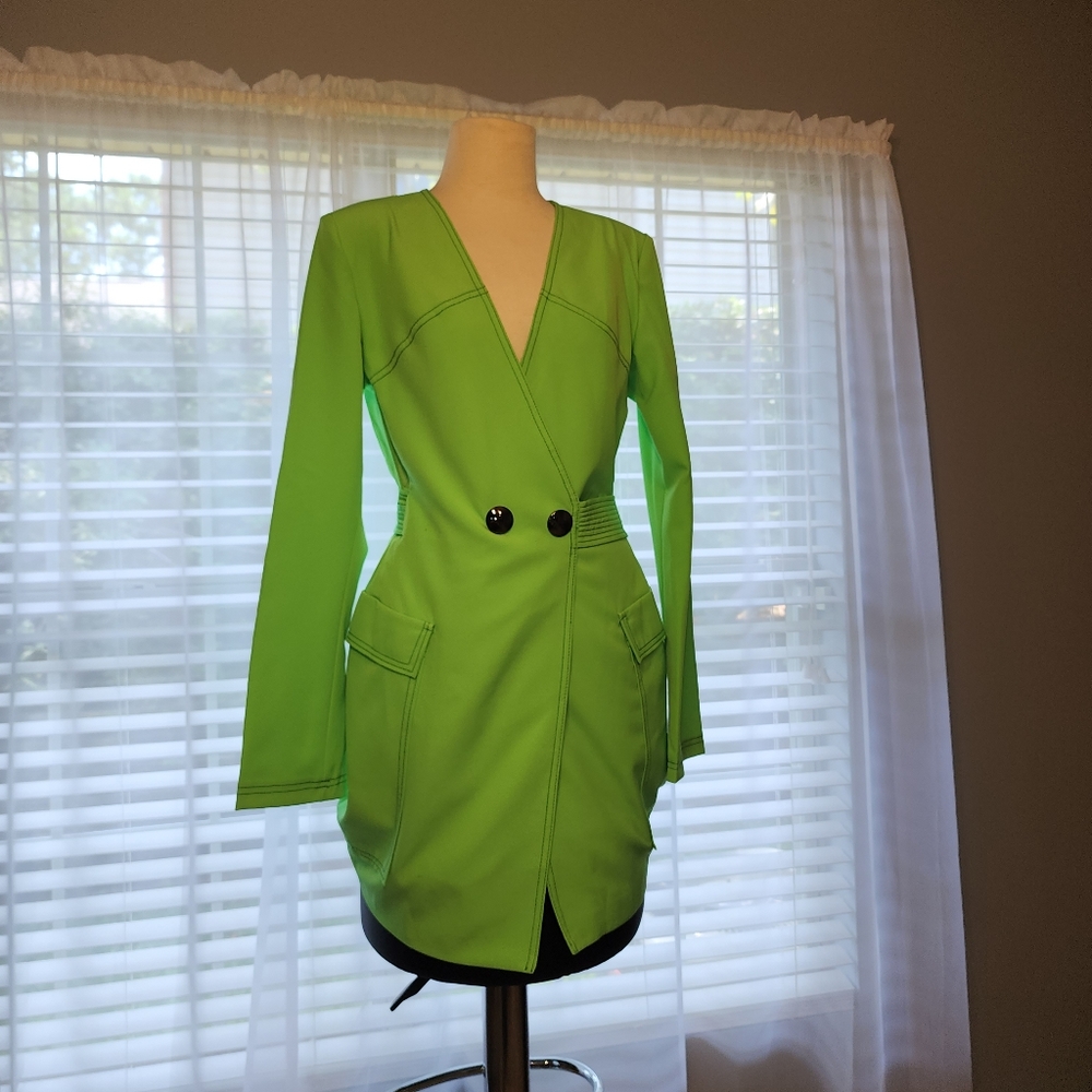 Lush city mini blazer  dress lime color